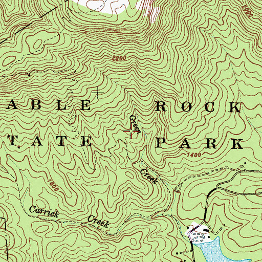 Topographic Map of Table Rock State Park Historic District, SC