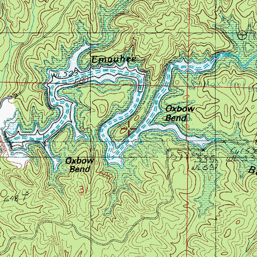 Topographic Map of Oxbow Bend, AL