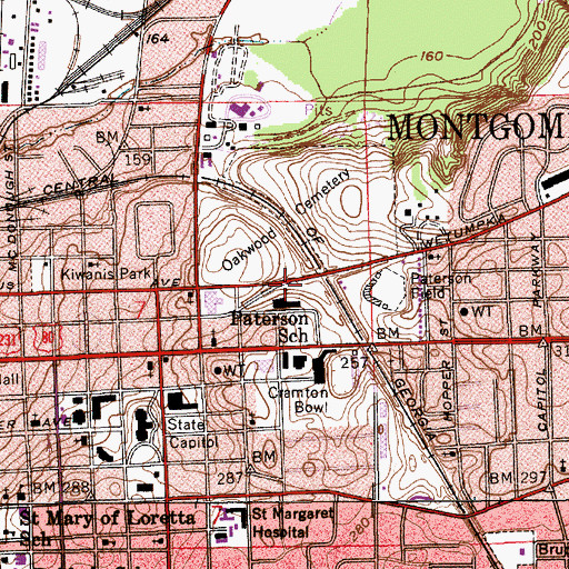 Topographic Map of W B Paterson School, AL