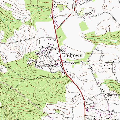 Topographic Map of Balltown, SC