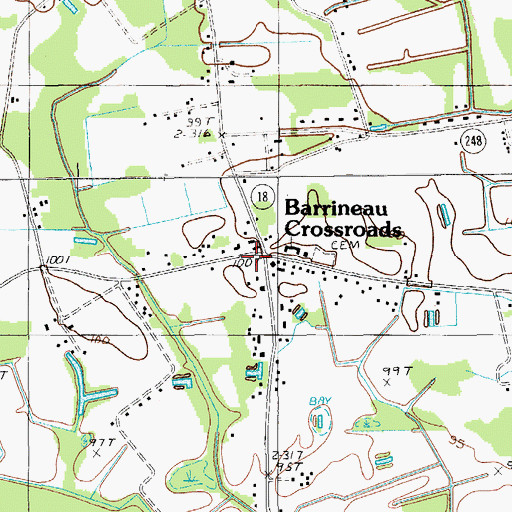 Topographic Map of Barrineau Crossroads, SC