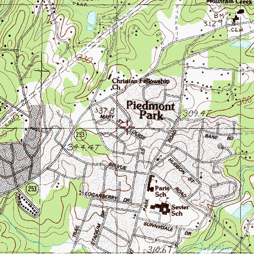Topographic Map of Dell Vista Heights, SC