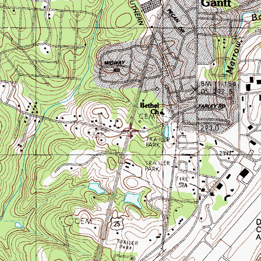 Topographic Map of Holly Springs, SC
