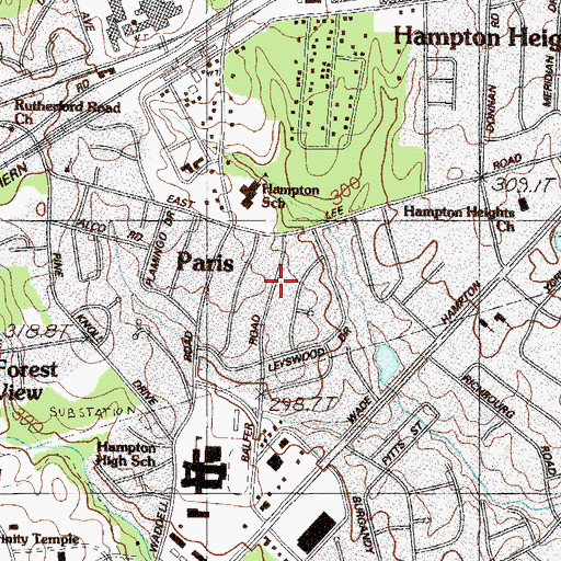 Topographic Map of Wade Hampton Gardens, SC