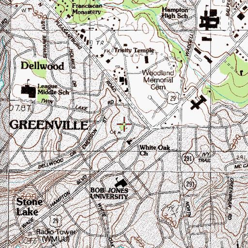 Topographic Map of White Oak Cemetery, SC