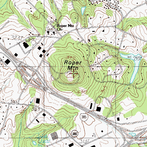 Topographic Map of Roper Mountain Environmental Science Center, SC