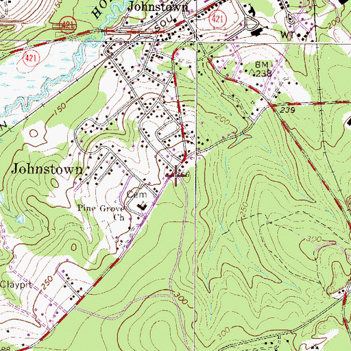 Topographic Map of Johnstown, SC
