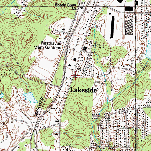 Topographic Map of Lakeside, SC