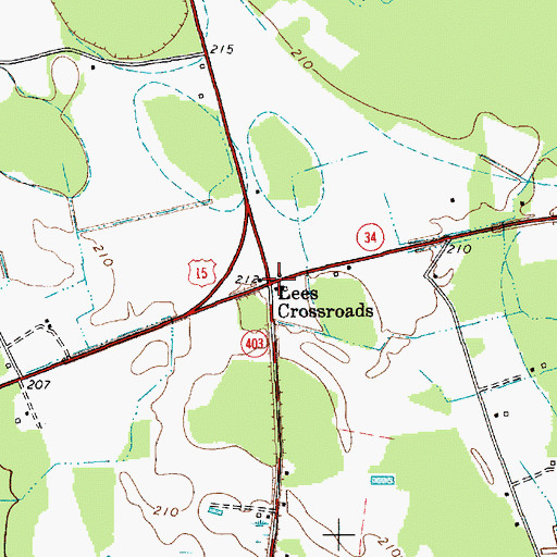 Topographic Map of Lees Crossroads, SC
