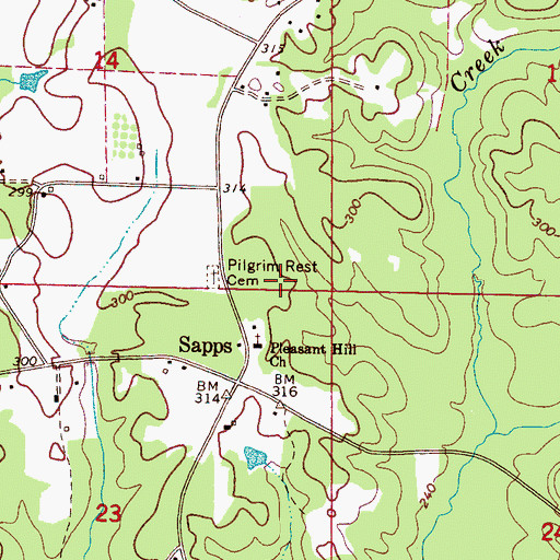 Topographic Map of Pilgrim Rest Cemetery, AL