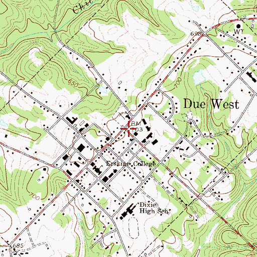 Topographic Map of Due West, SC