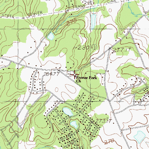 Topographic Map of Enoree Fork Baptist Church, SC