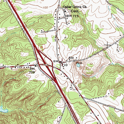 Topographic Map of Waldrop Crossroads, SC