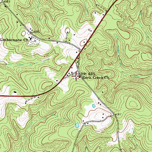 Topographic Map of Rock Creek Cemetery, SC