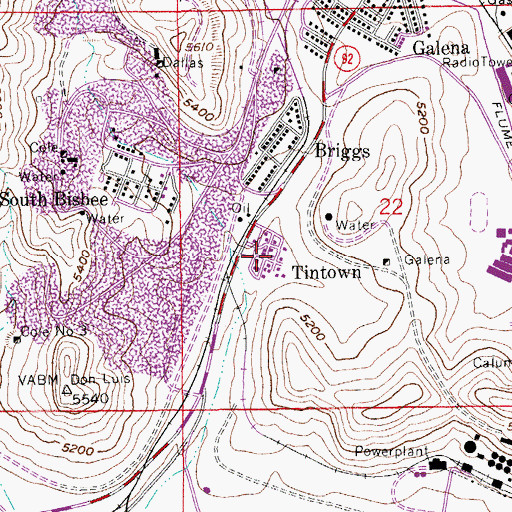 Topographic Map of Tintown, AZ