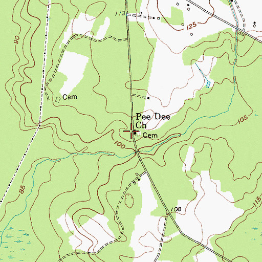 Topographic Map of Pee Dee Church, SC
