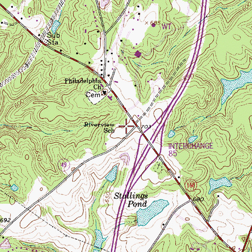 Topographic Map of Riverview School, SC