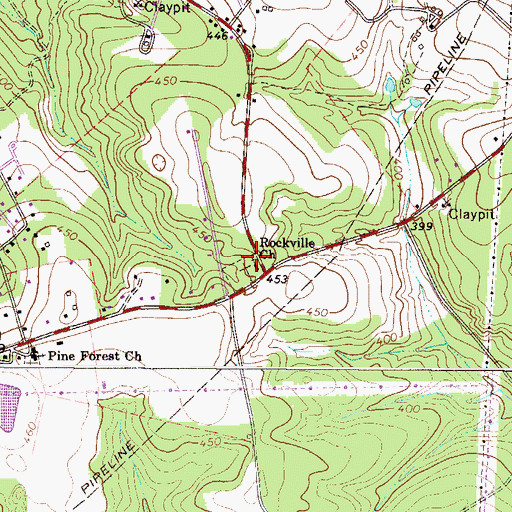 Topographic Map of Rockville Church, SC
