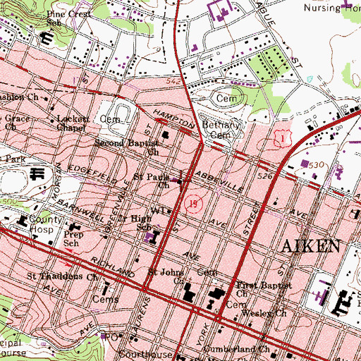 Topographic Map of Saint Pauls Lutheran Church, SC