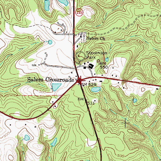 Topographic Map of Salem Crossroads, SC