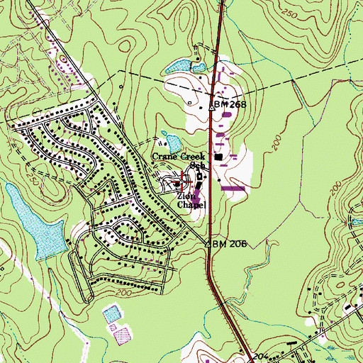 Topographic Map of Zion Chapel, SC