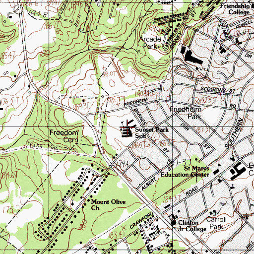 Topographic Map of Sunset Park Elementary School, SC