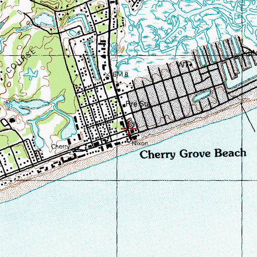 Topographic Map of Cherry Grove Beach Post Office, SC
