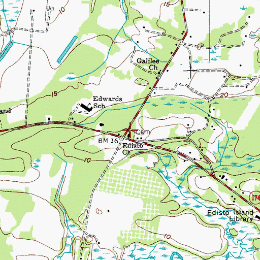 Topographic Map of Edisto Church, SC