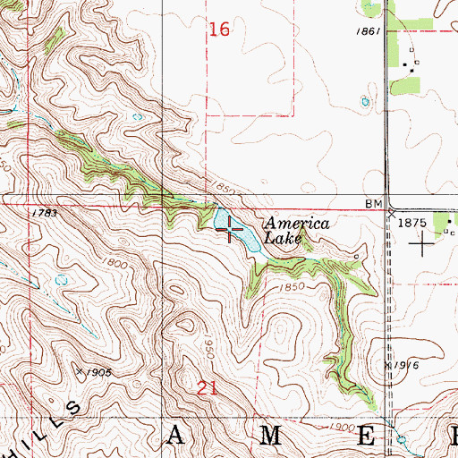Topographic Map of America Lake, SD