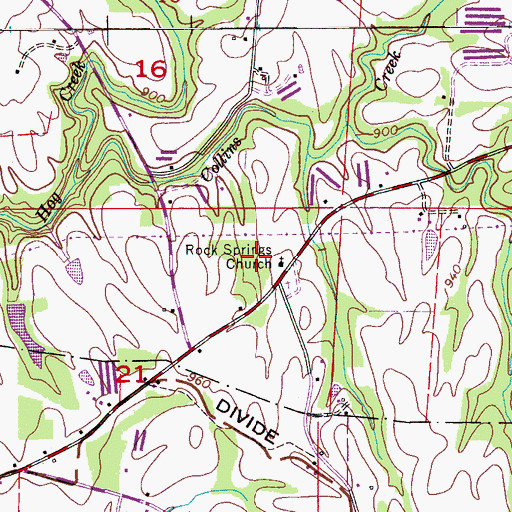 Topographic Map of Rock Springs Church, AL