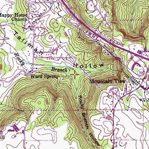 Topographic Map of Rocky Branch Hollow, AL
