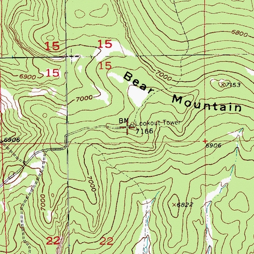 Topographic Map of Bear Mountain, SD