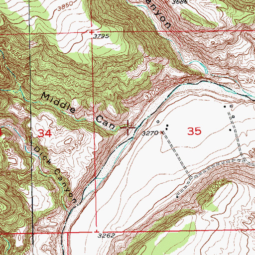 Topographic Map of Middle Canyon, SD