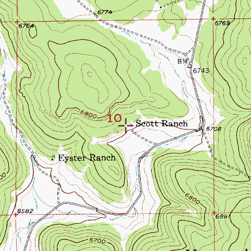 Topographic Map of Scott Ranch, SD