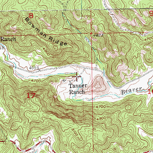 Topographic Map of Tanner Ranch, SD