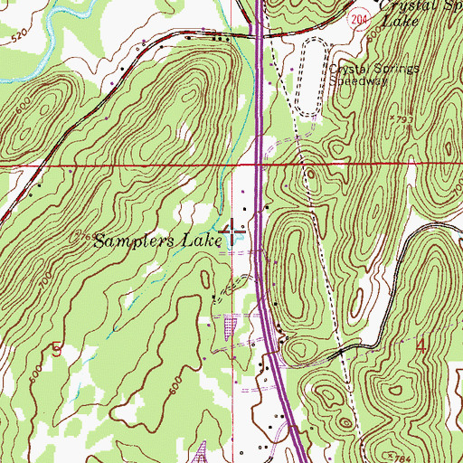 Topographic Map of Samplers Lake, AL