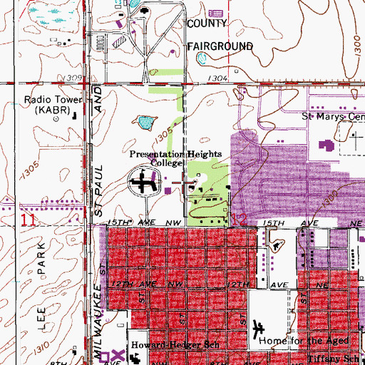 Topographic Map of Elmwood Acres, SD