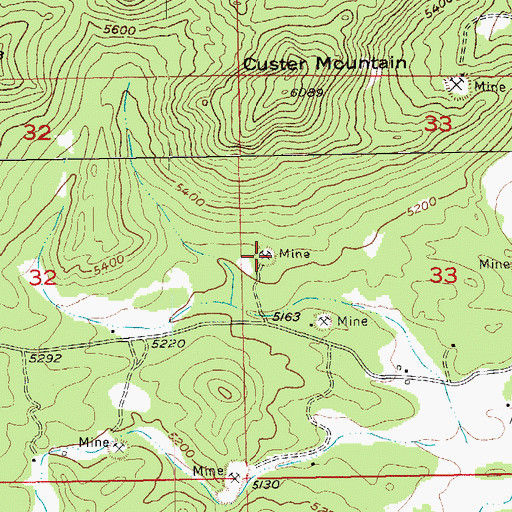Topographic Map of Burt Mica Mine, SD