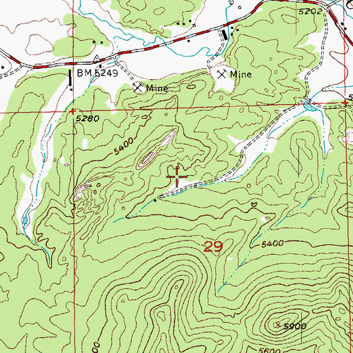 Topographic Map of Shamrock Number 1 Lode Mine, SD