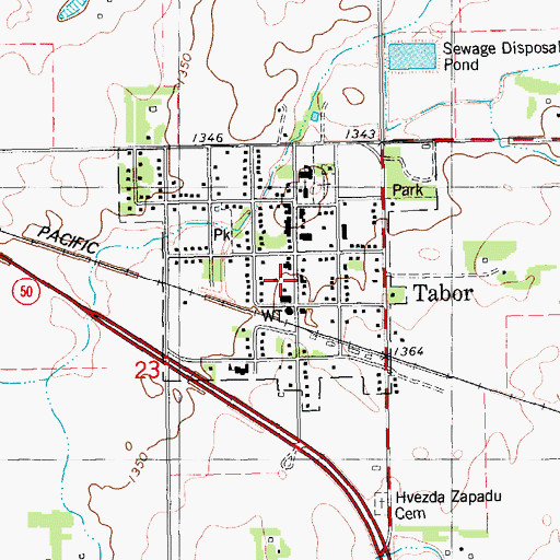 Topographic Map of Town of Tabor, SD