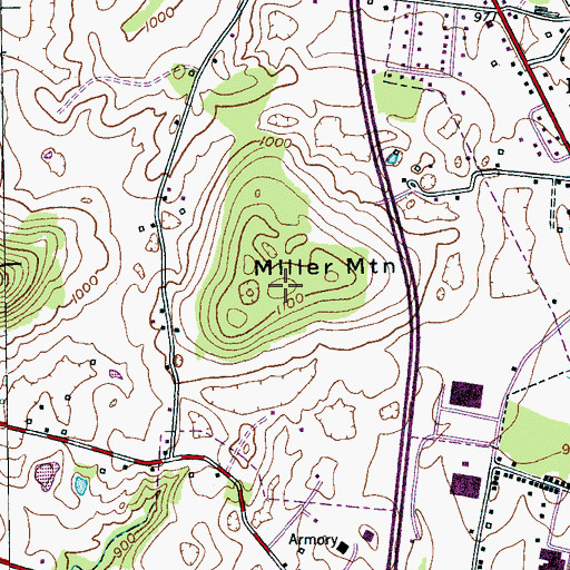 Topographic Map of Miller Mountain, TN