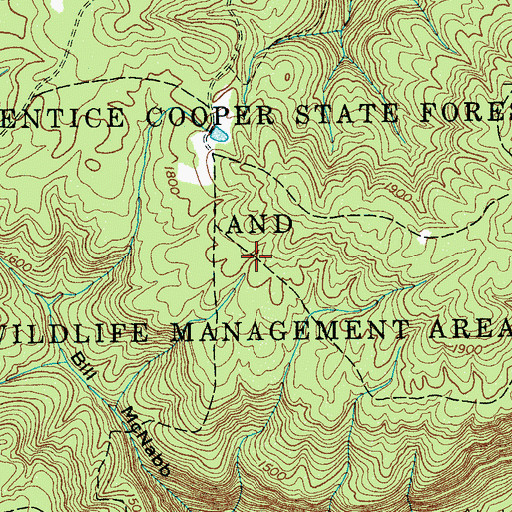 Topographic Map of Prentice-Cooper State Forest and Wildlife Management Area, TN