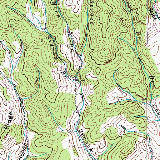 Topographic Map of Sidney Branch, TN