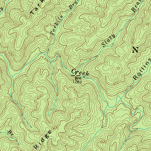 Topographic Map of Slaty Branch, TN