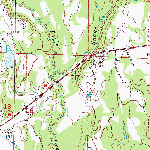 Topographic Map of Snake Creek, AL