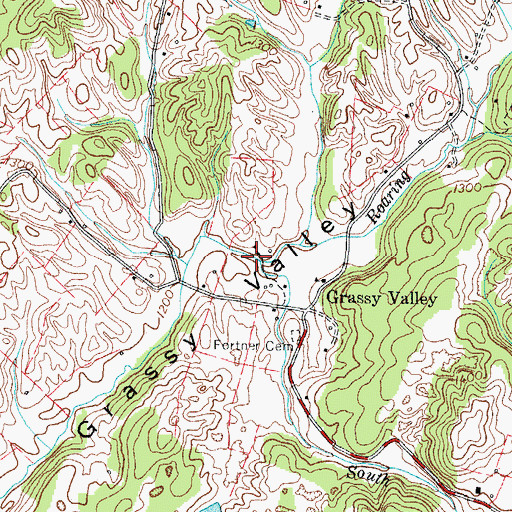Topographic Map of South Fork Roaring Fork, TN