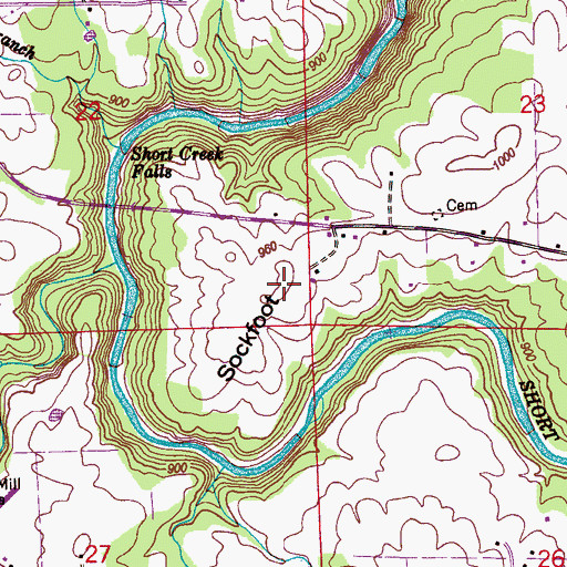 Topographic Map of Sockfoot, AL
