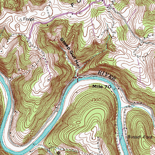 Topographic Map of Steep Gut Hollow, TN