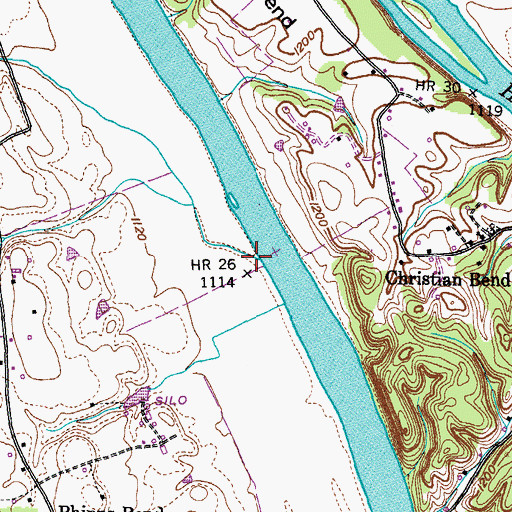 Topographic Map of Stony Point Creek, TN