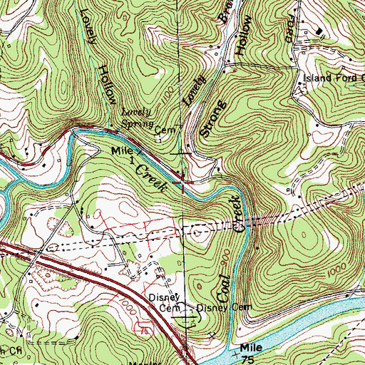 Topographic Map of Strong Hollow, TN